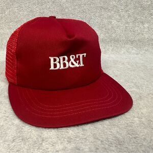 Vintage BB&T Trucker Hat Adult Red Mesh Snapback Banking Bank‎ Americap USA Made